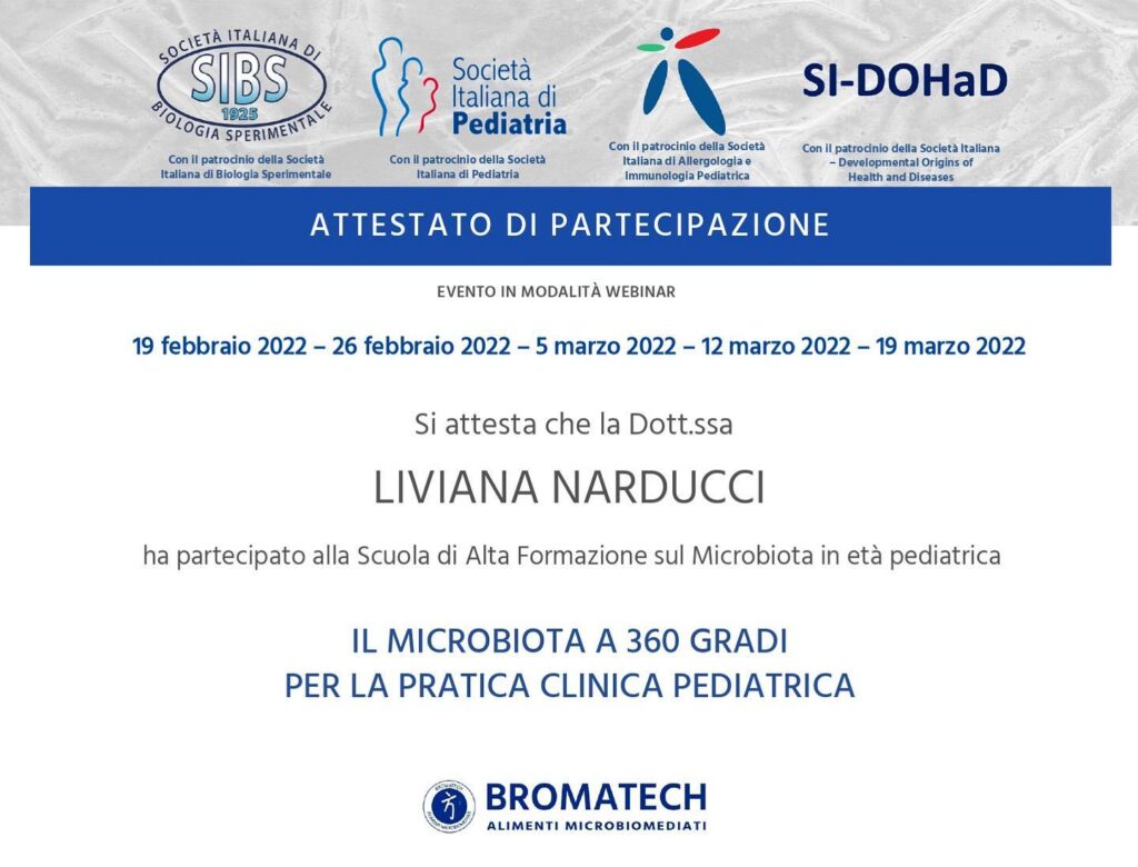 Scuola di Alta Formazione sul microbiota in età pediatrica